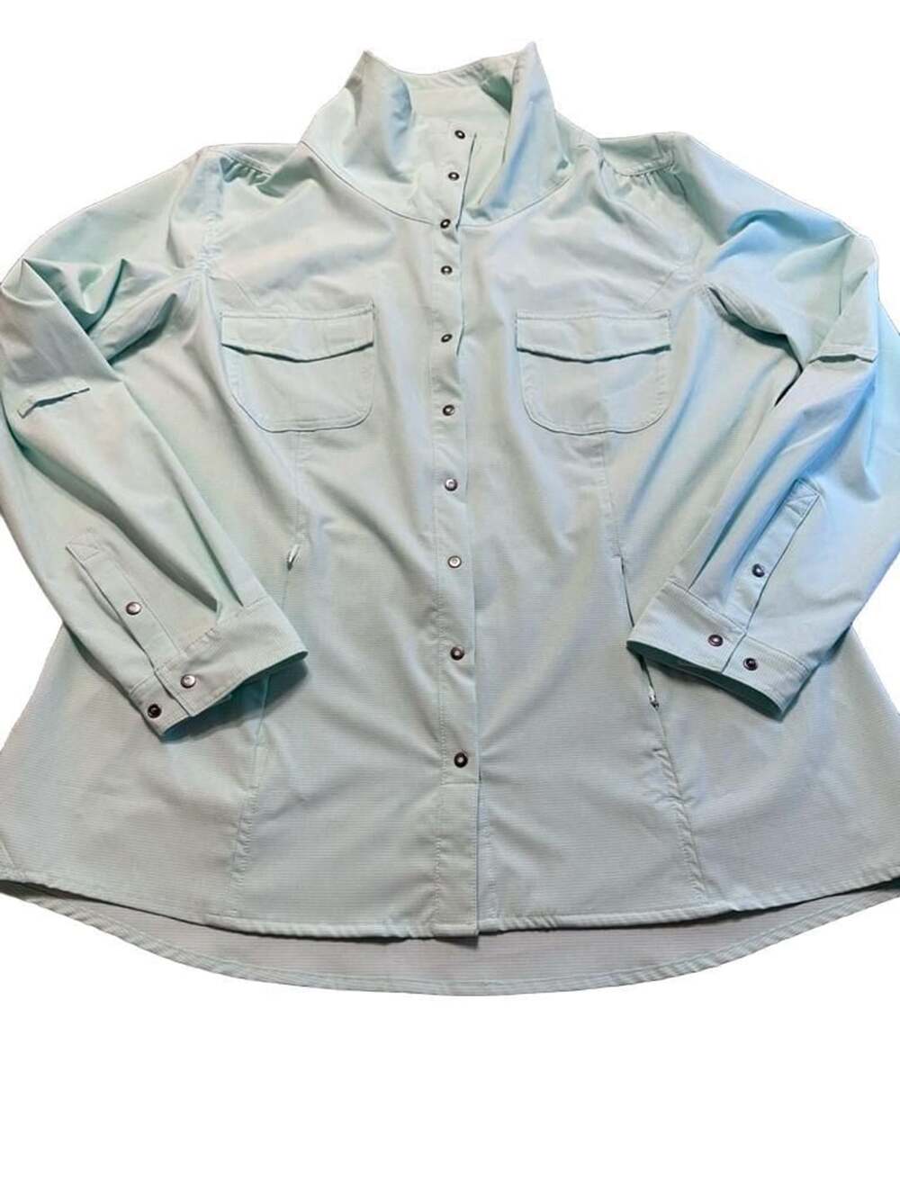 Duluth Trading Co W XL Armachillo Cooling Snap Front Long Sleeve Mint Green